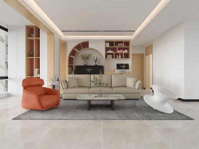 现代家居客厅3D模型下载